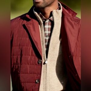 J. Hilburn NWOT Burgundy Tech Quilted Blazer Jacket Button closure size 44R